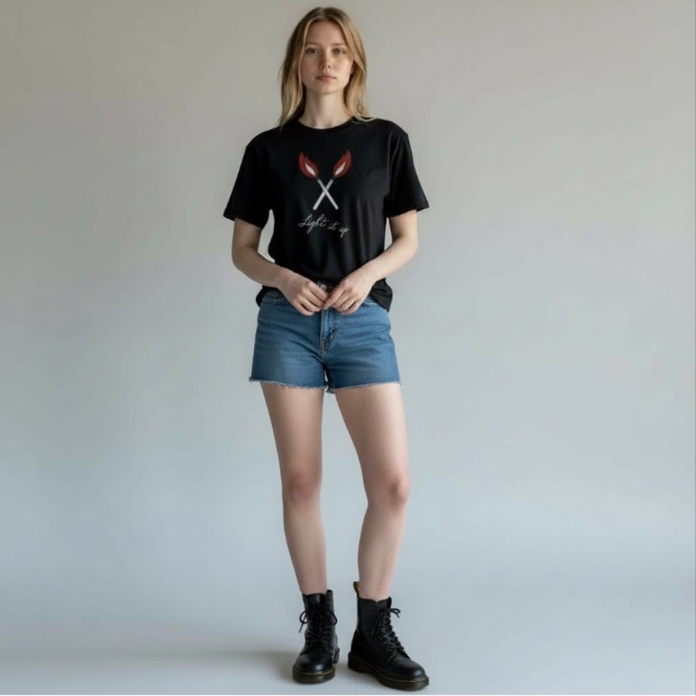 Current Elliott Light It Up The Relaxed Crew Tee Size Small